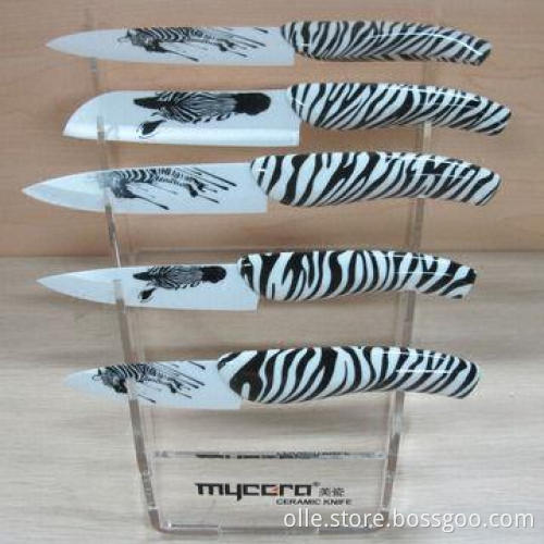 Eco-friendly White Blade Zebra Printing Funny Knife Set